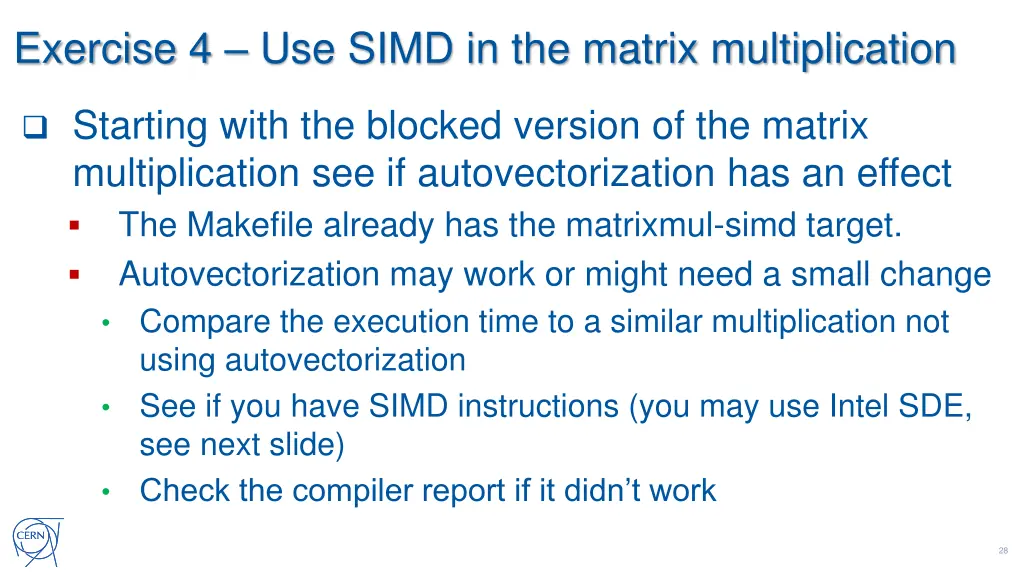 exercise 4 use simd in the matrix multiplication