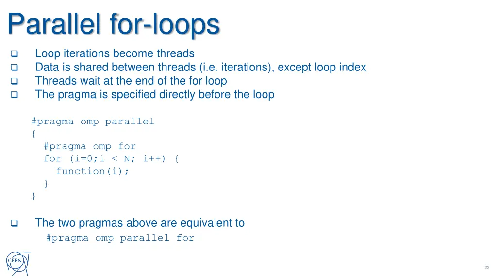 parallel for loops