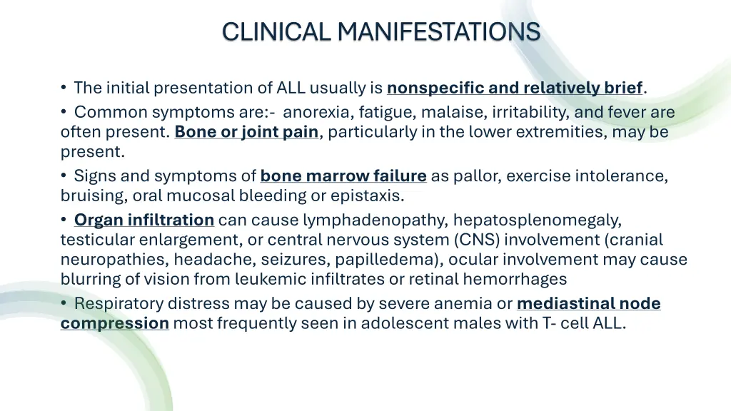 clinical manifestations