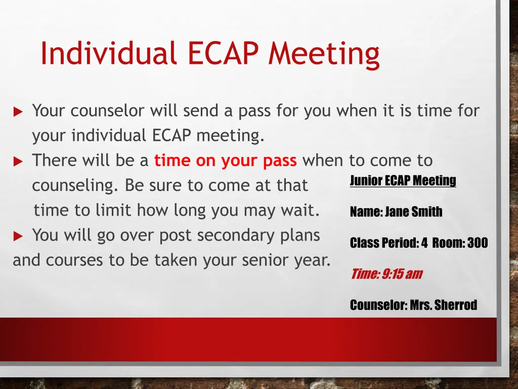 individual ecap meeting