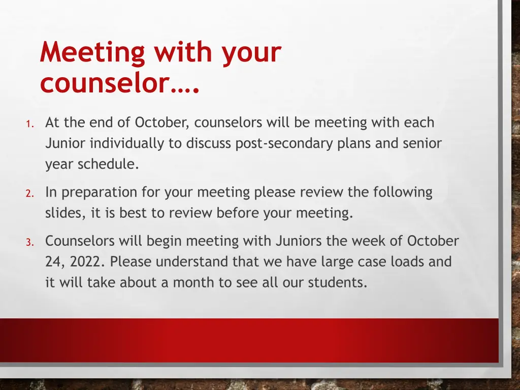 meeting with your counselor