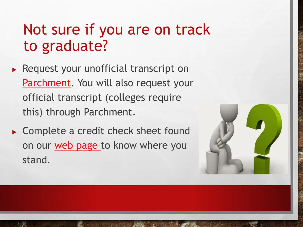 not sure if you are on track to graduate