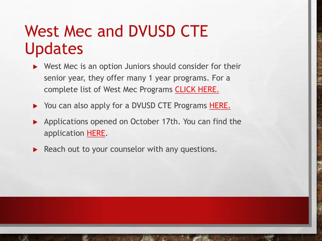 west mec and dvusd cte updates