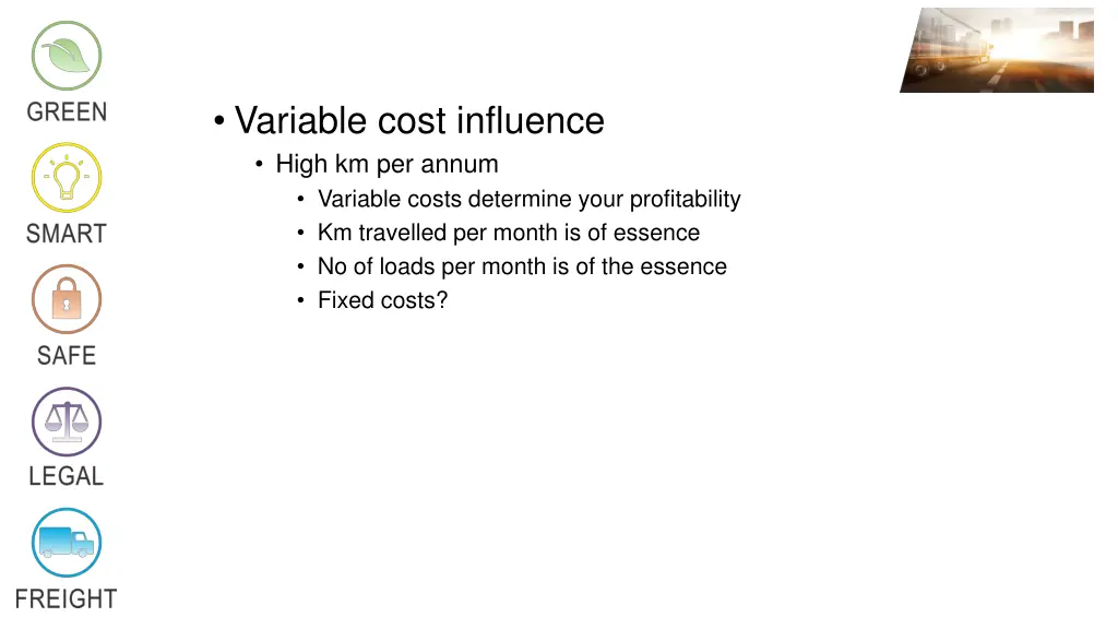 variable cost influence high km per annum