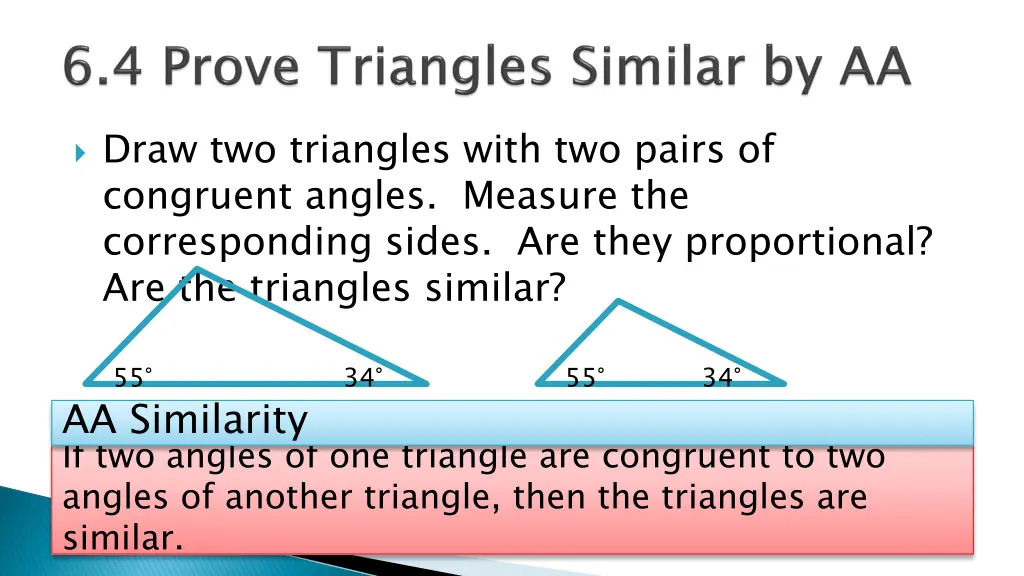 draw two triangles with two pairs of congruent