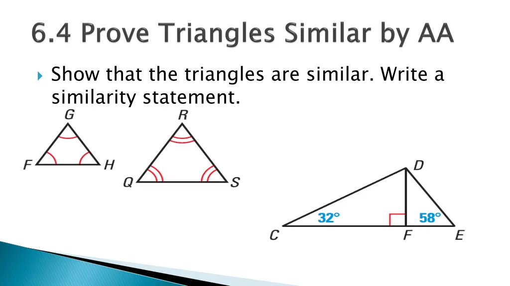show that the triangles are similar write