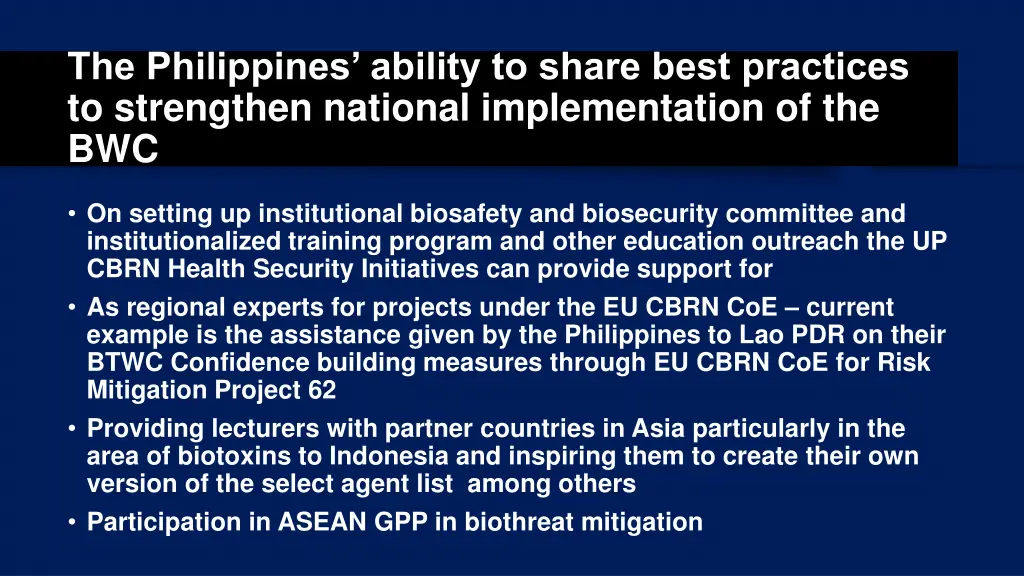 the philippines ability to share best practices