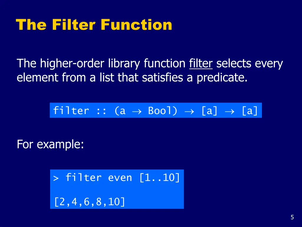 the filter function