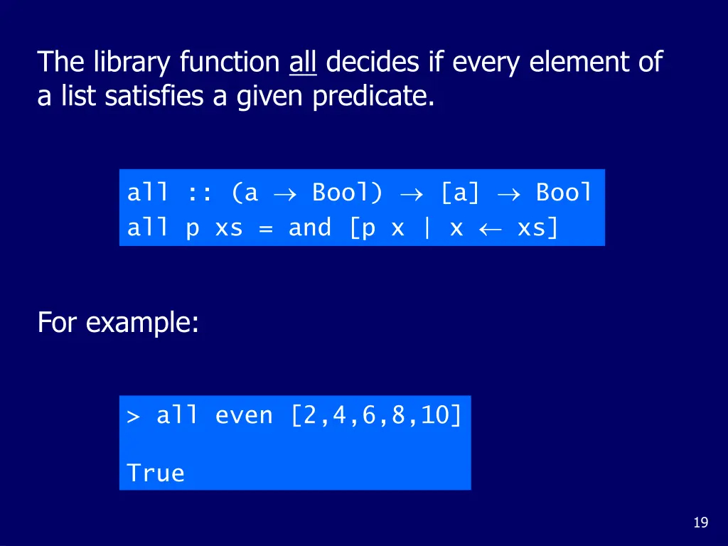 the library function all decides if every element