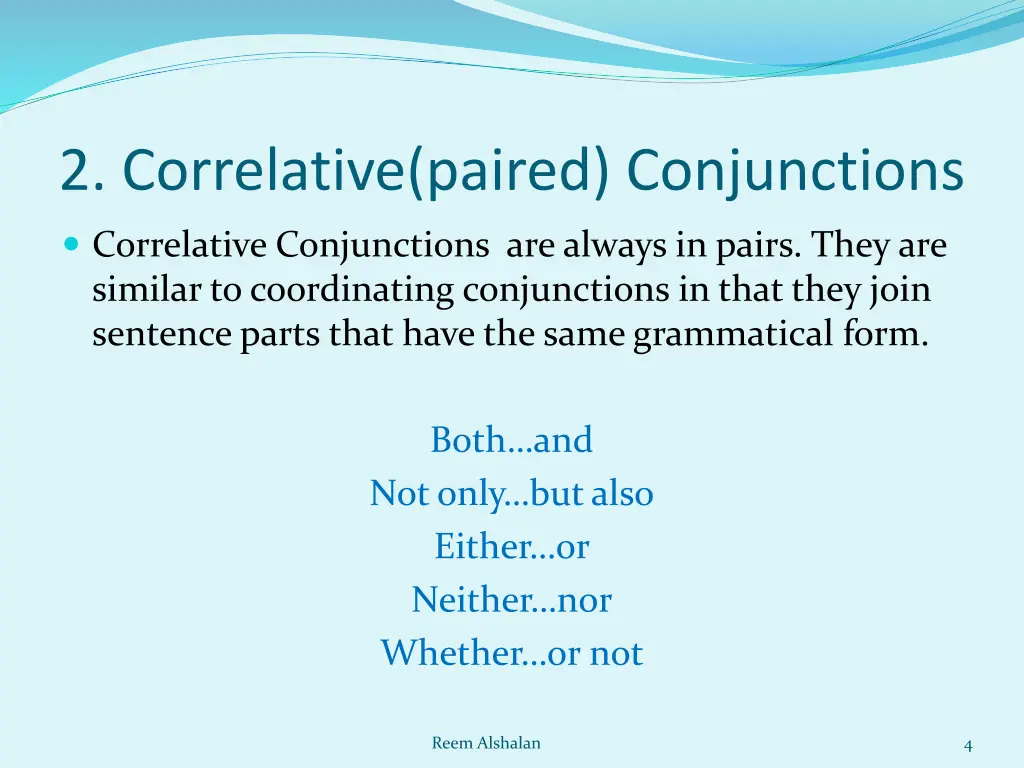 2 correlative paired conjunctions