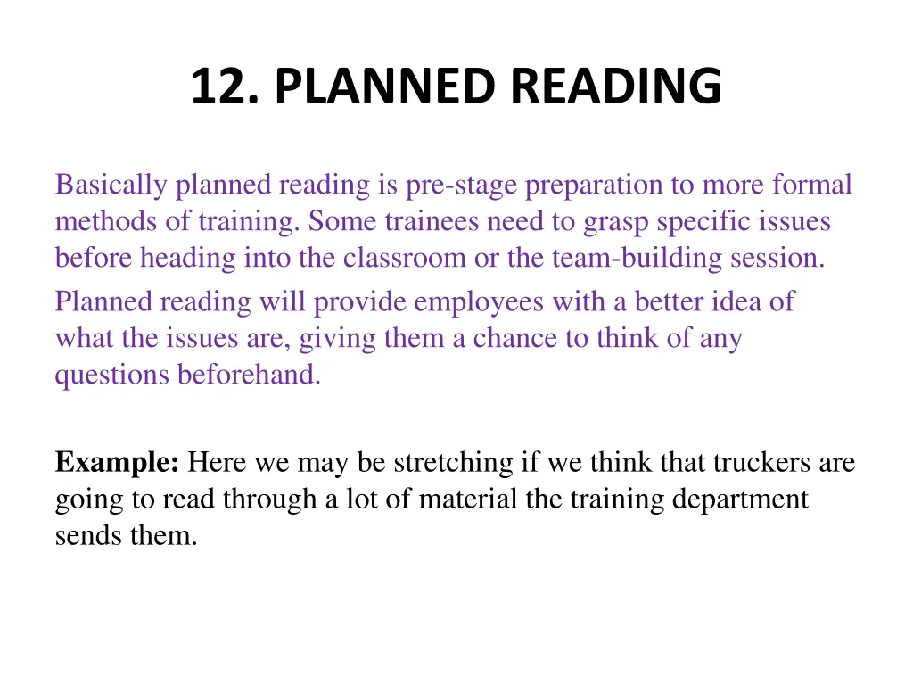 12 planned reading