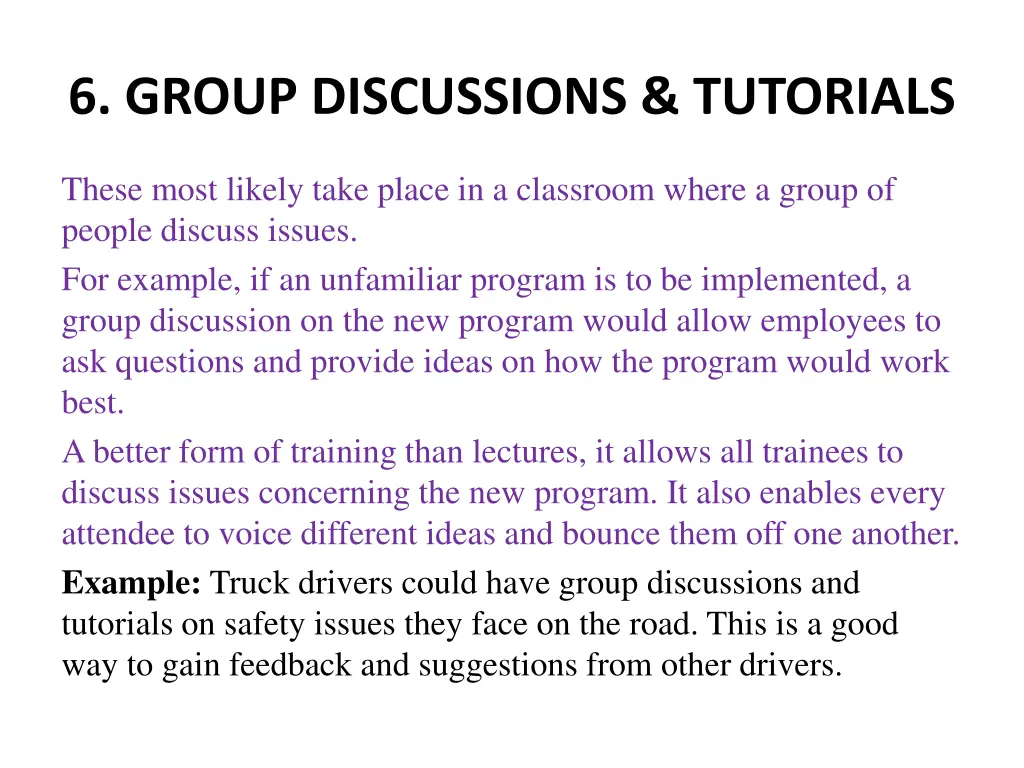6 group discussions tutorials