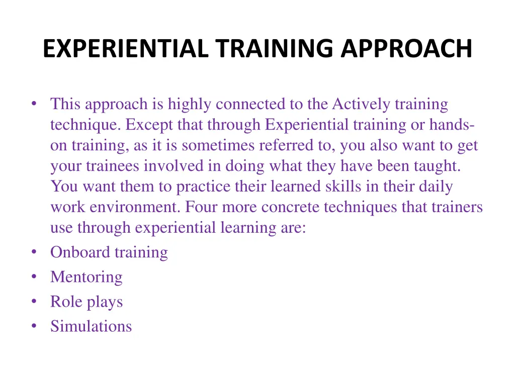 experiential training approach