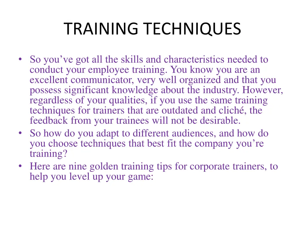 training techniques 1