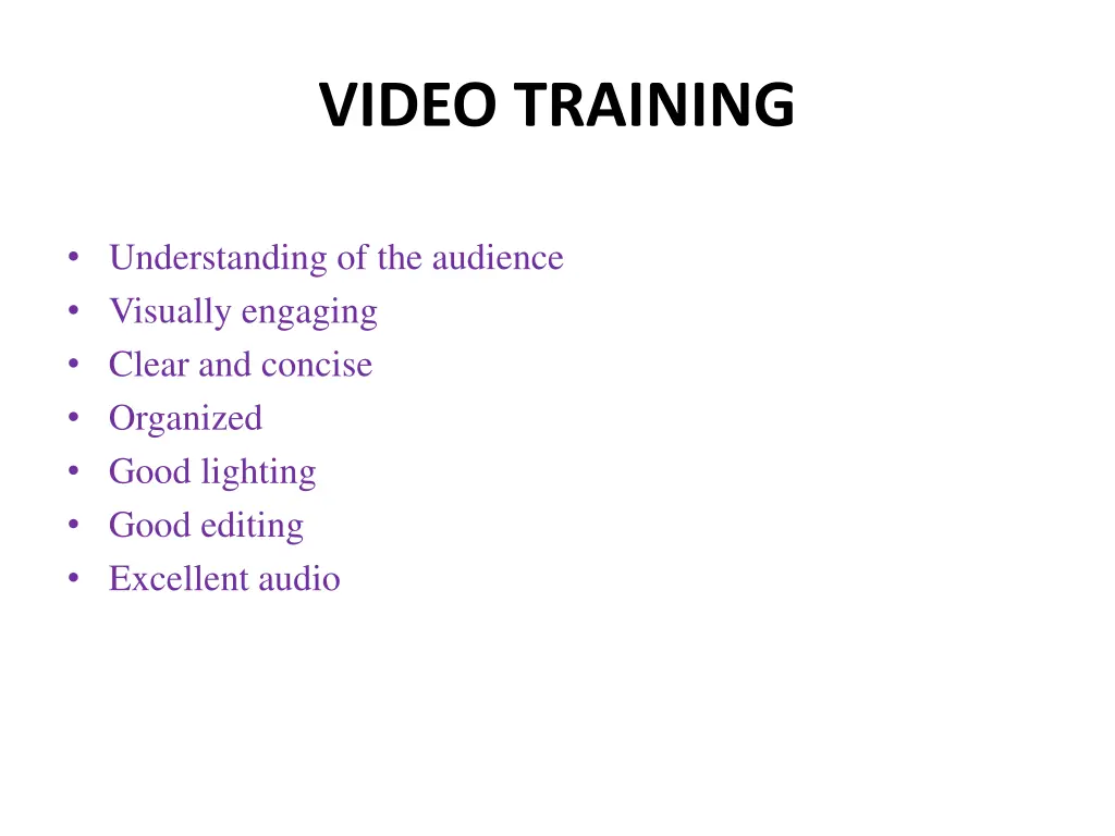video training 1