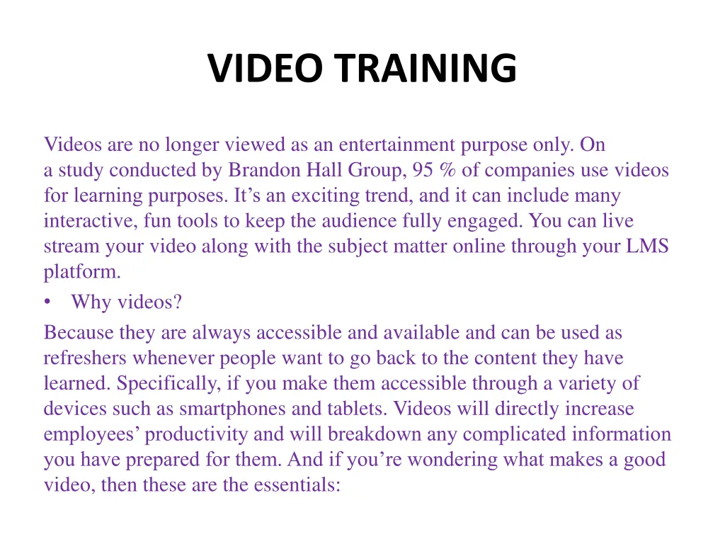 video training