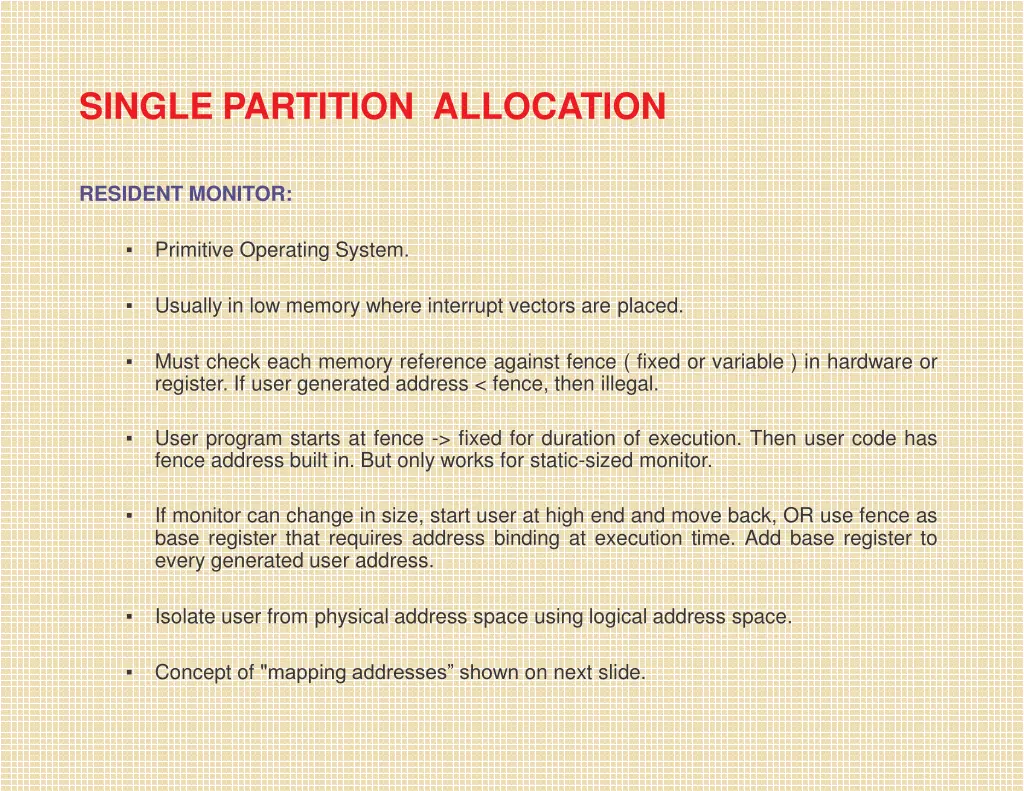 single partition allocation 1