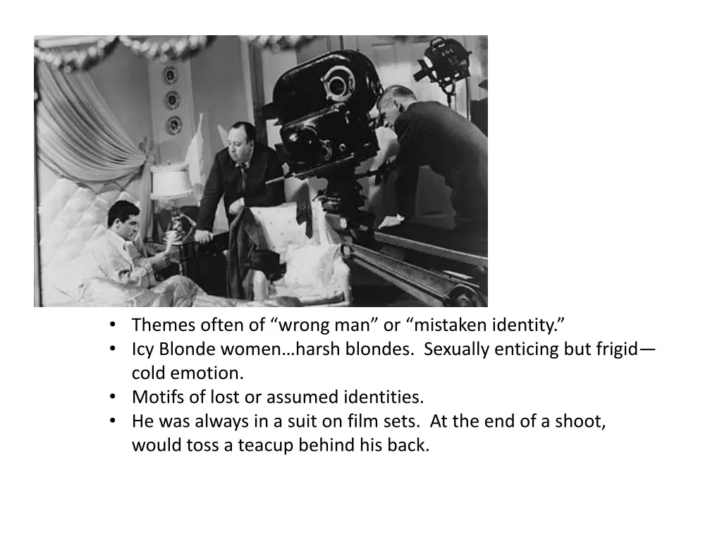 themes often of wrong man or mistaken identity