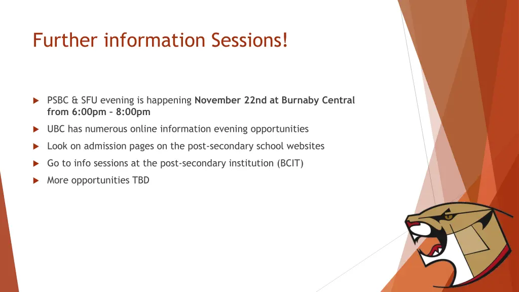 further information sessions