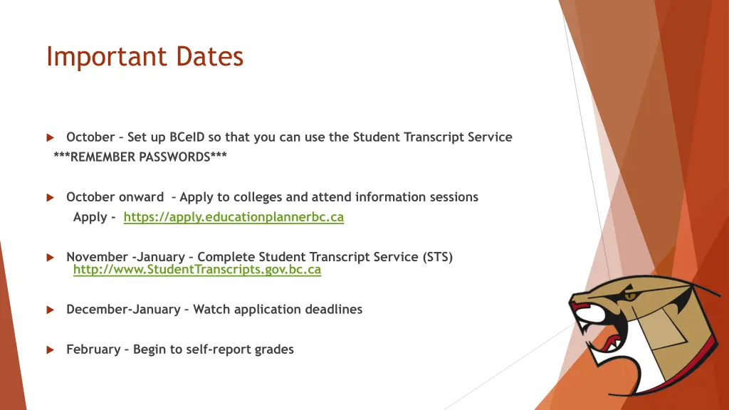 important dates