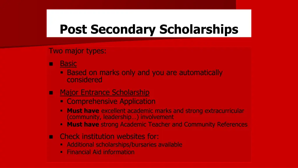 post secondary scholarships