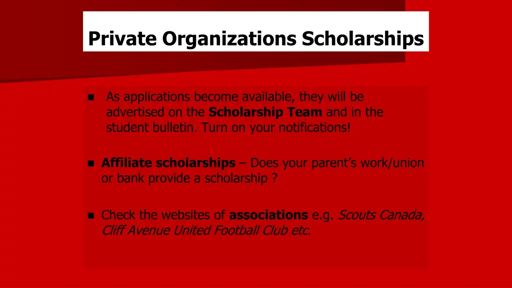 private organizations scholarships