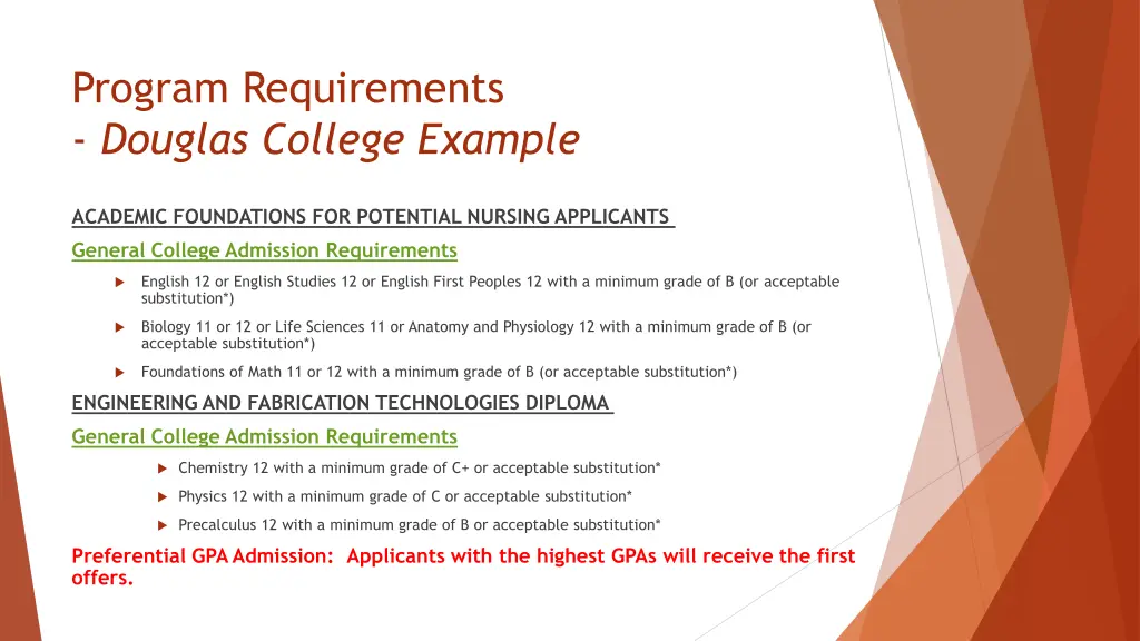 program requirements douglas college example 1