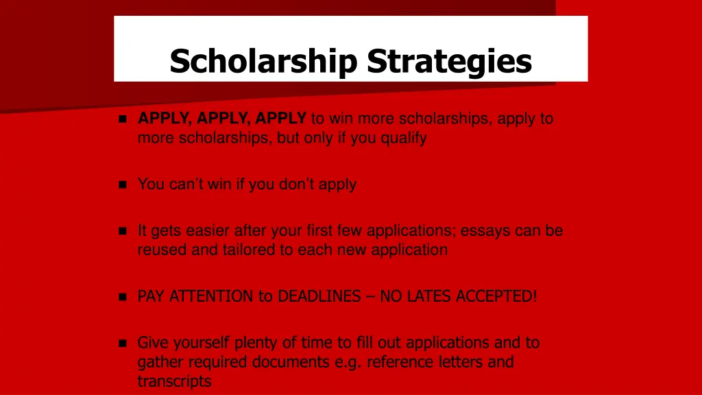 scholarship strategies