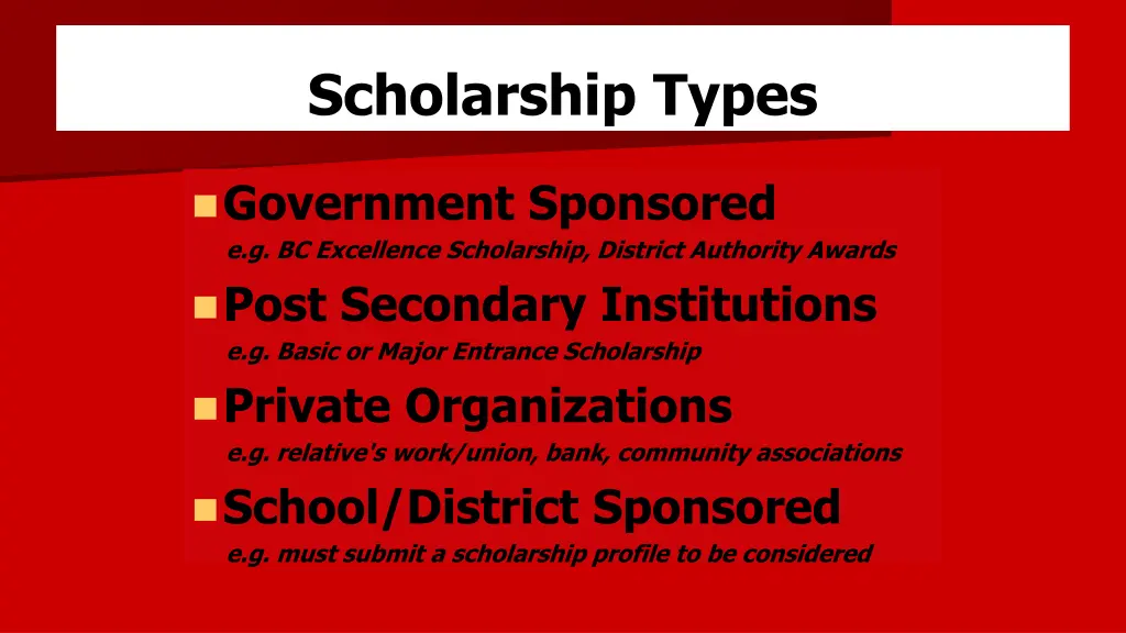 scholarship types