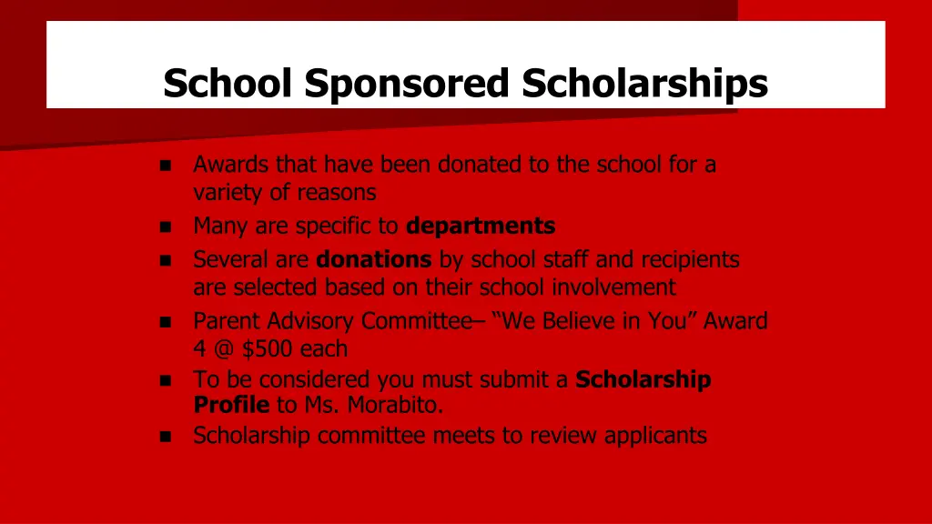 school sponsored scholarships