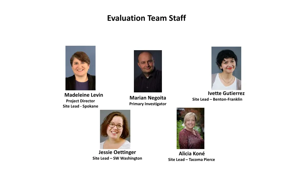 evaluation team staff