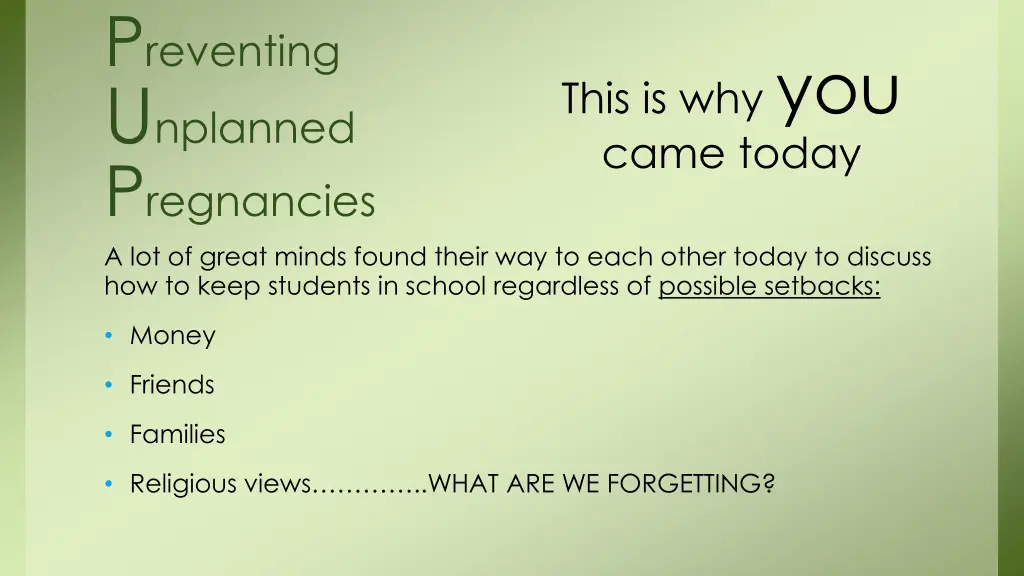 p reventing u nplanned p regnancies