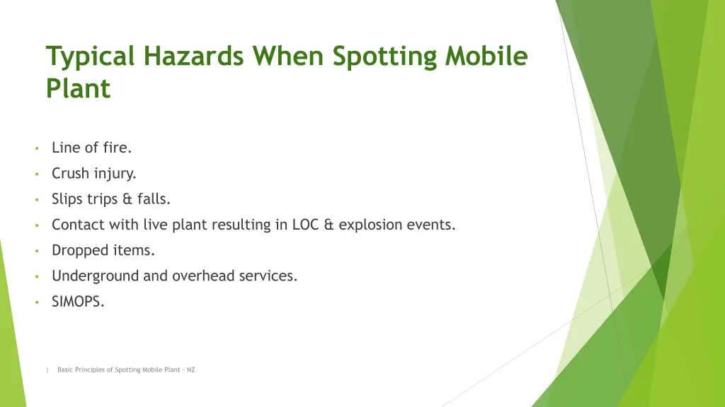 typical hazards when spotting mobile plant