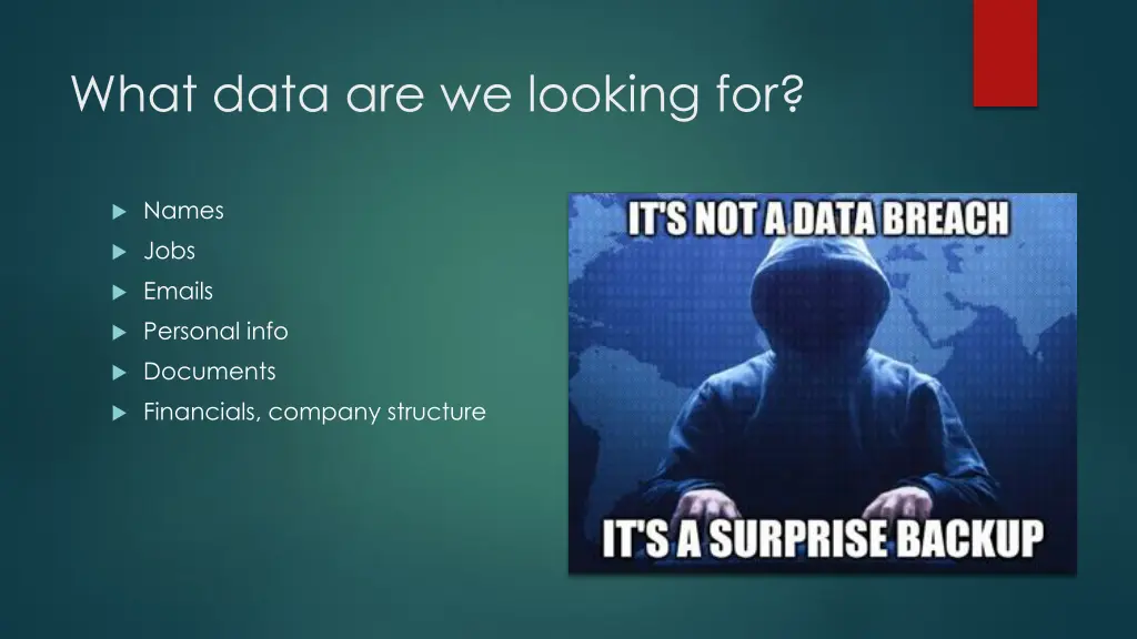what data are we looking for