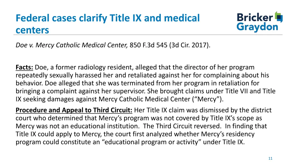 federal cases clarify title ix and medical centers