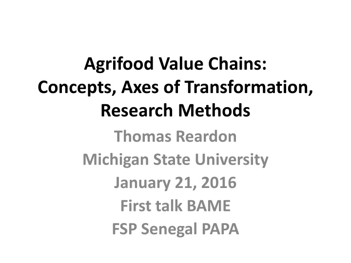 agrifood value chains concepts axes
