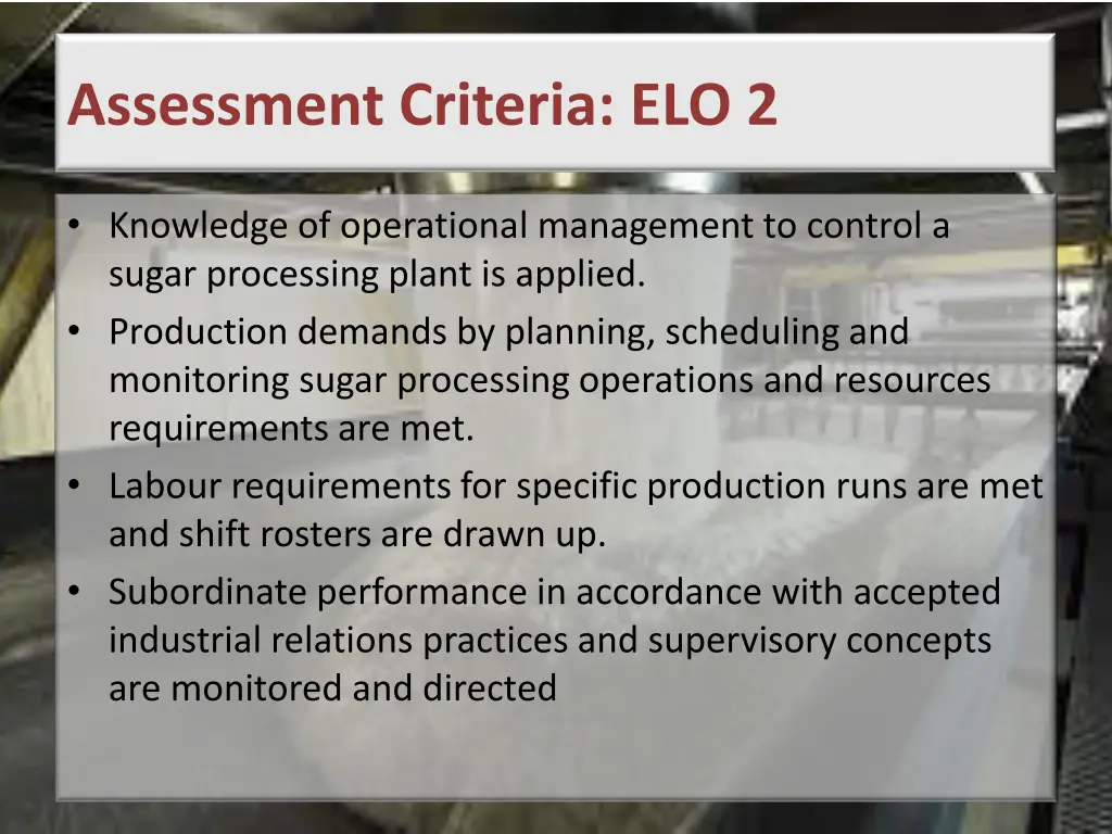assessment criteria elo 2