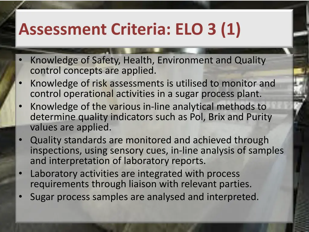 assessment criteria elo 3 1