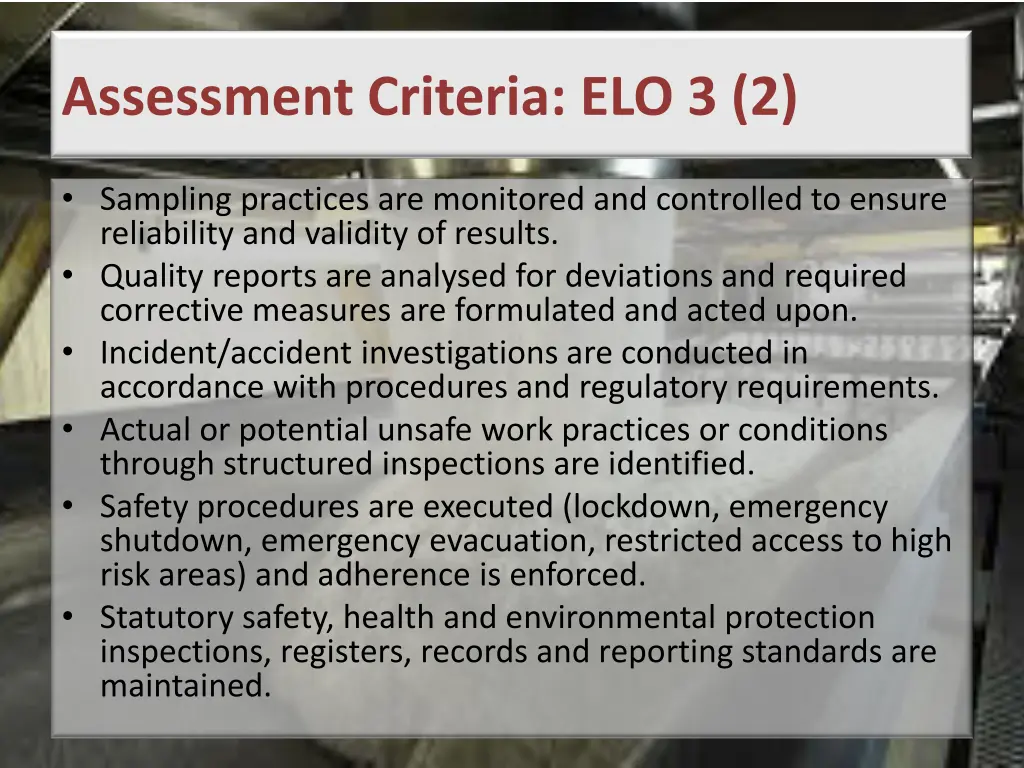 assessment criteria elo 3 2