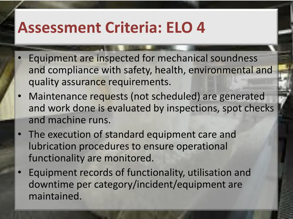 assessment criteria elo 4
