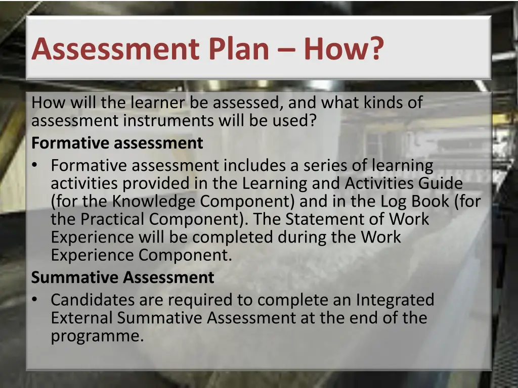 assessment plan how