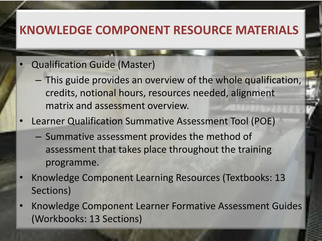 knowledge component resource materials