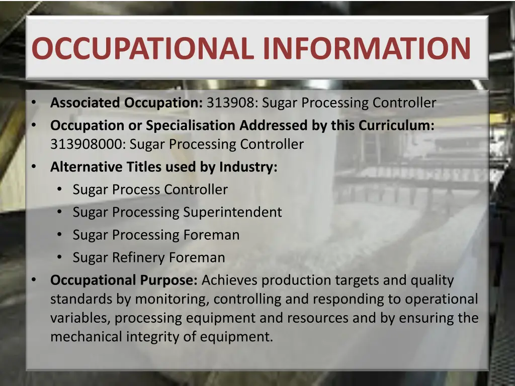 occupational information