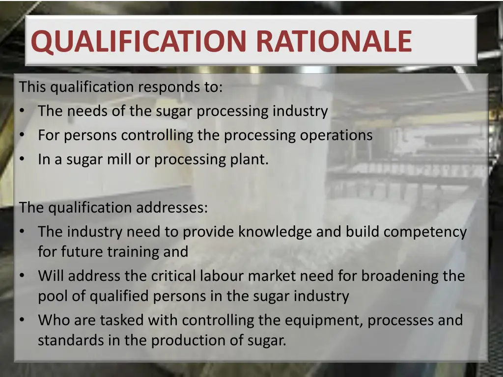 qualification rationale