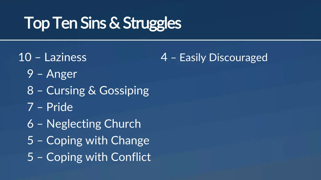 top ten sins struggles top ten sins struggles