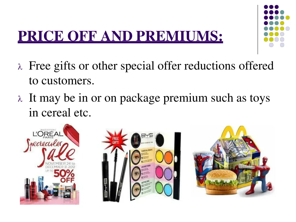 price off and premiums
