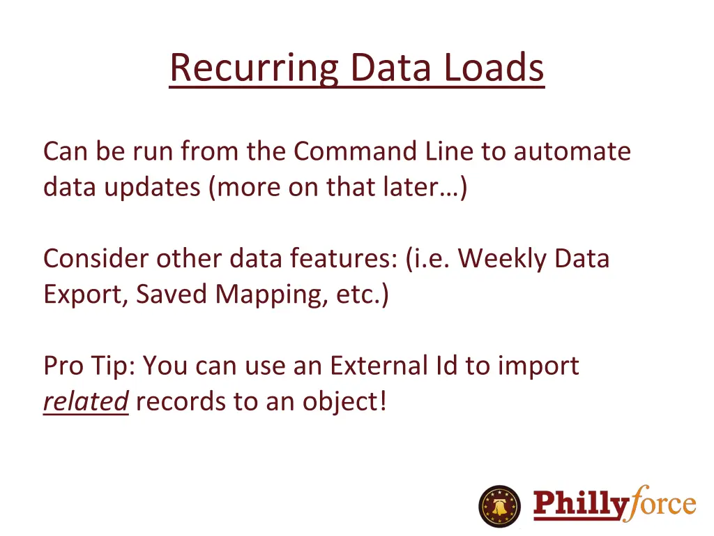 recurring data loads