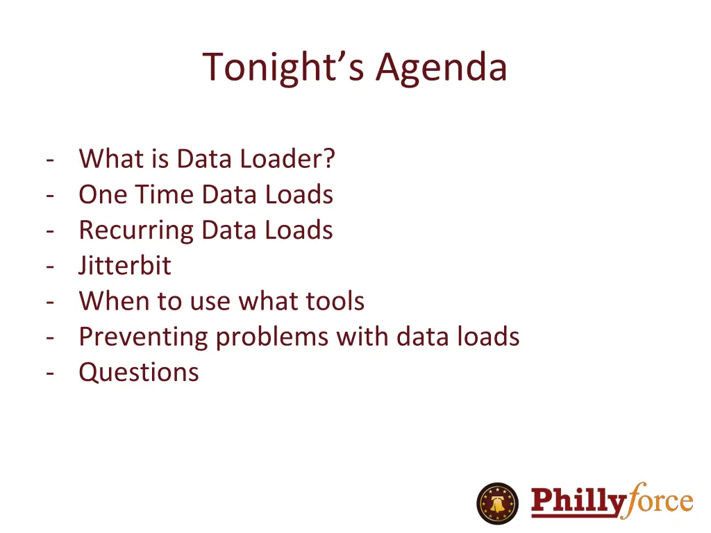 tonight s agenda