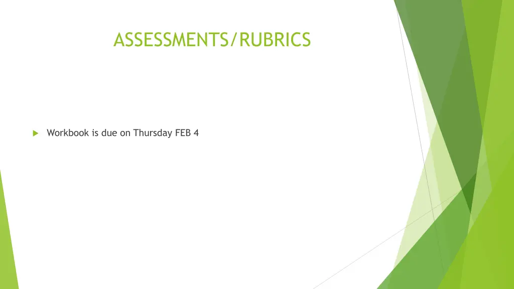 assessments rubrics