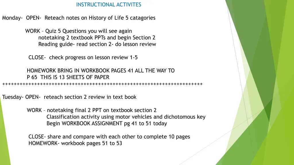 instructional activites